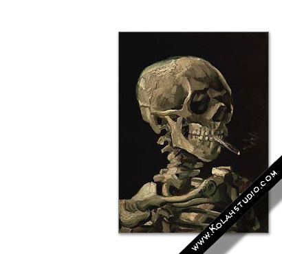 Skull of a skeleton with burning cigarette | Vincent Van Gogh 1886 