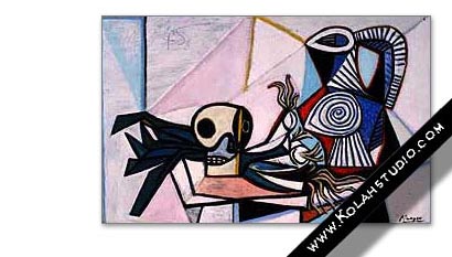 Still life with skull, leeks and pitcher | Pablo Picasso 1945